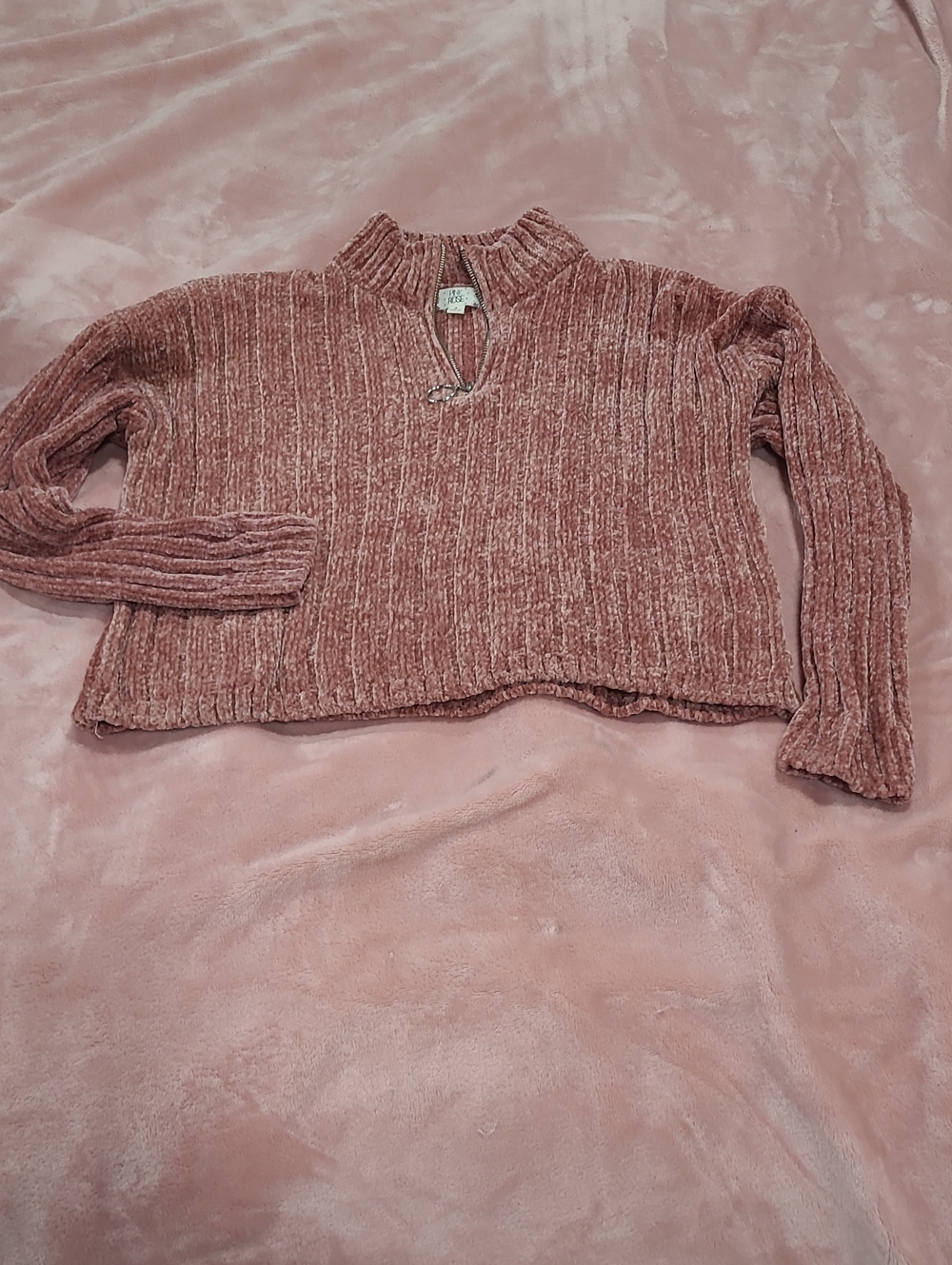 Pink Rose Chenille Scoop Neck Sweater — Dusty Rose